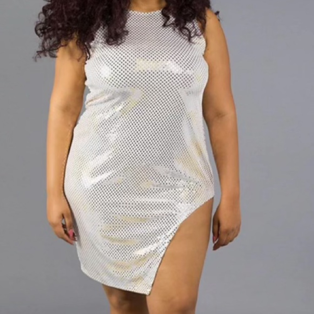 Curvegirl Gold Sequin Shimmer Dress 36